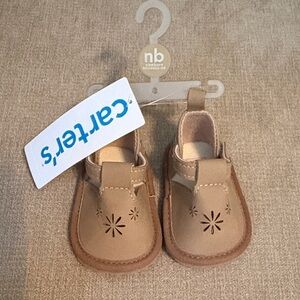 Carter's Tan Leather Baby Girl Floral Cutout Walker Shoes